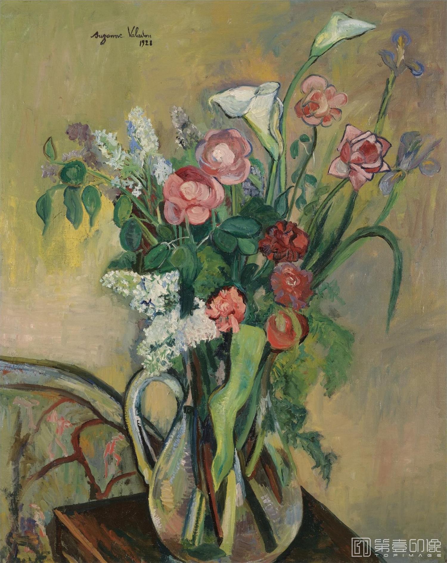 油画-[法国]苏珊娜·瓦拉东(suzanne valadon)作品-bouquet dans un